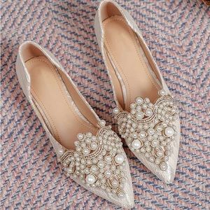New Faux Pearls Decor Ballet Flats
